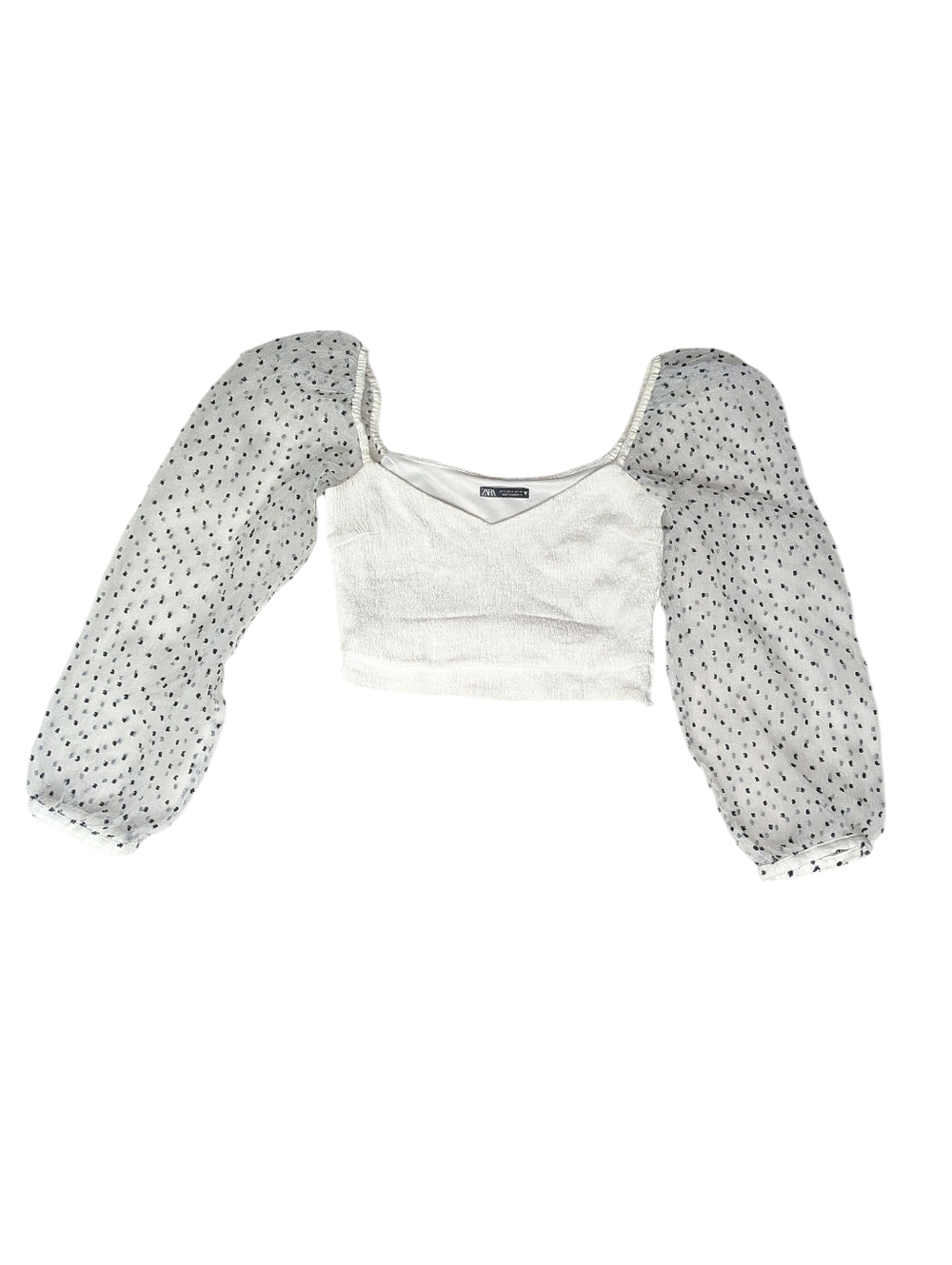 Zara Swiss Dot Balloon Sleeve Top